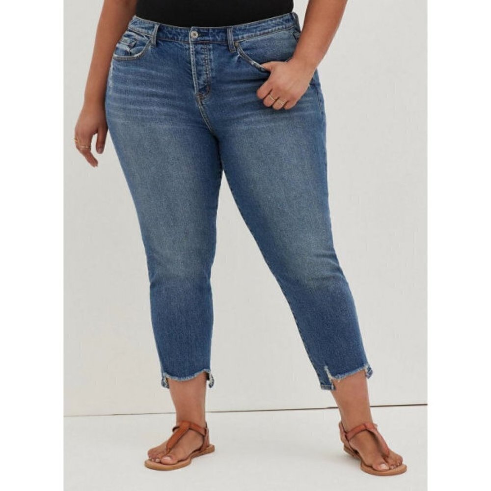 Torrid Womens Jeans Plus Size 30 Stretch Denim High Rise Step Fray Ankle NWT